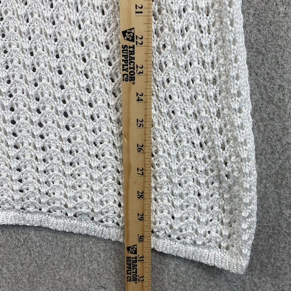 Chico’s Nancy open knit sweater crochet pearl white XL/3 travel collection - Picture 7 of 9